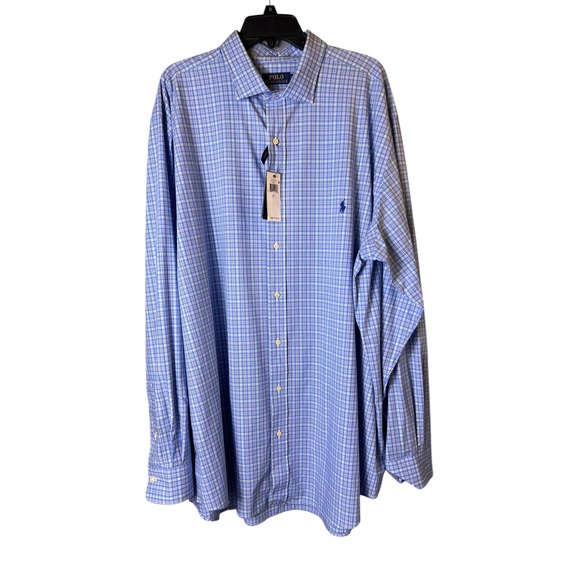 Polo Ralph‎ Lauren Stretch Classic Fit Button Down Shirt Blue 2XL